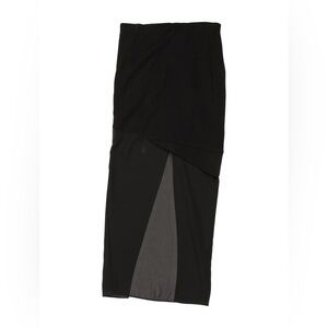 Kimberly Ovitz Pleated Accents Midi Length Asymmetrical Skirt in Black